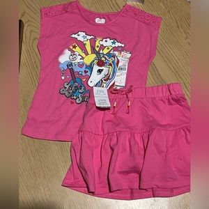 NWT GIRLS SZ 6 TOP SKORT OUTFIT PINK SKIRT